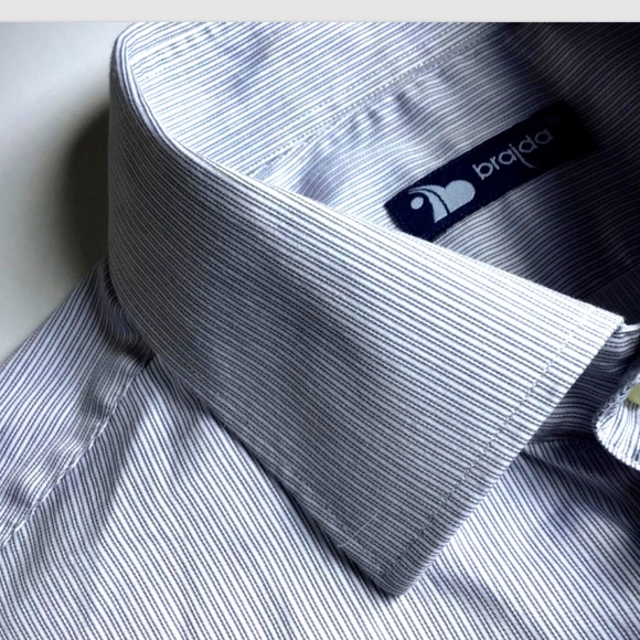 Brajda light gray  pinstripes soft cotton shirt Sz 16 ~ 40 made  in Italy 🇮🇹 - Picture 11 of 11